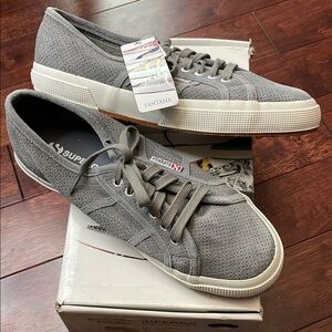 NIB Superga Italy Fantasia Grey Suede Lace Up Sneakers 8.5 Men’s 10 Women’s